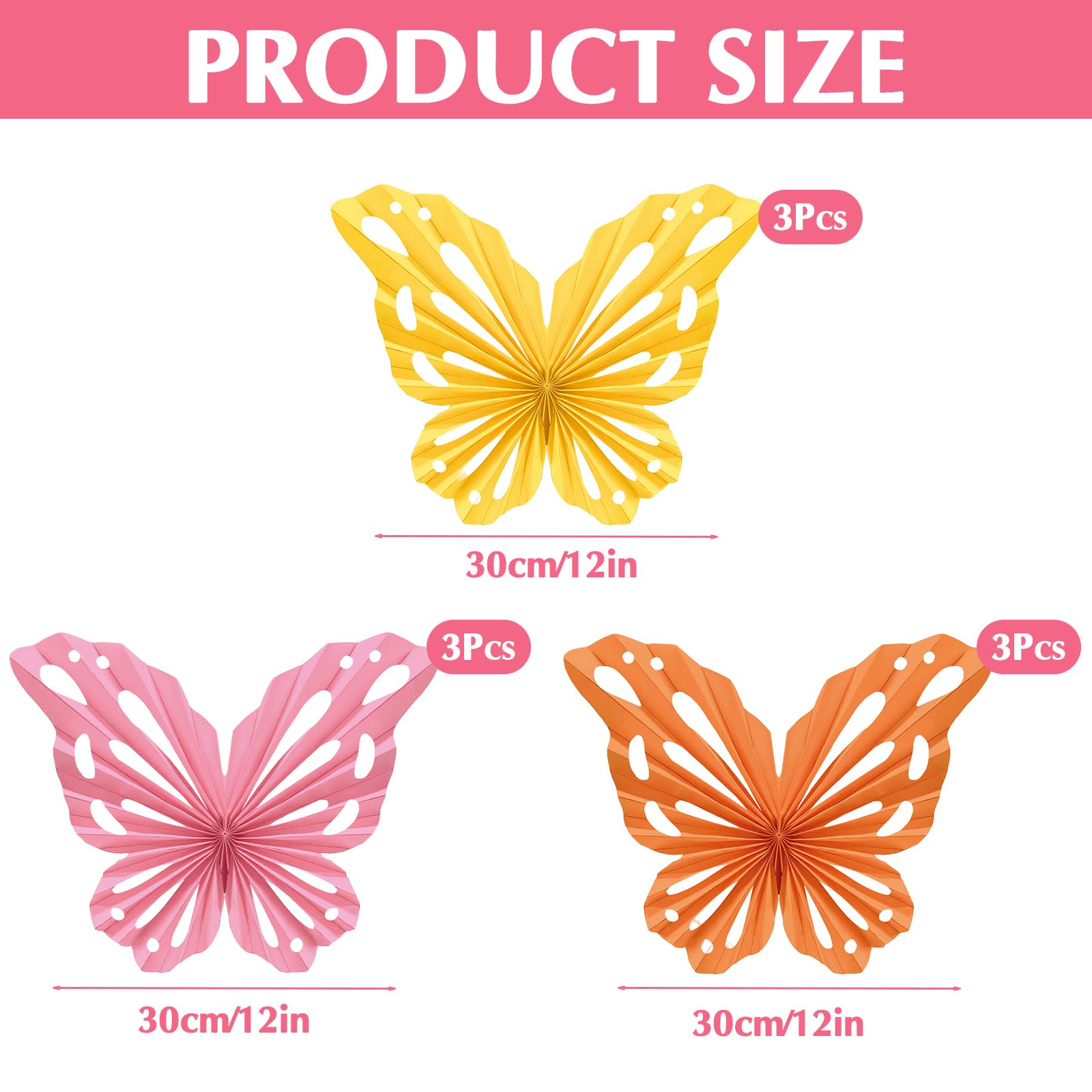 Sunbeauty Butterfly Decorations Paper Fans Classroom Decoration Paper Fans Decoration Hanging Paper Fans Butterfly Baby Shower D